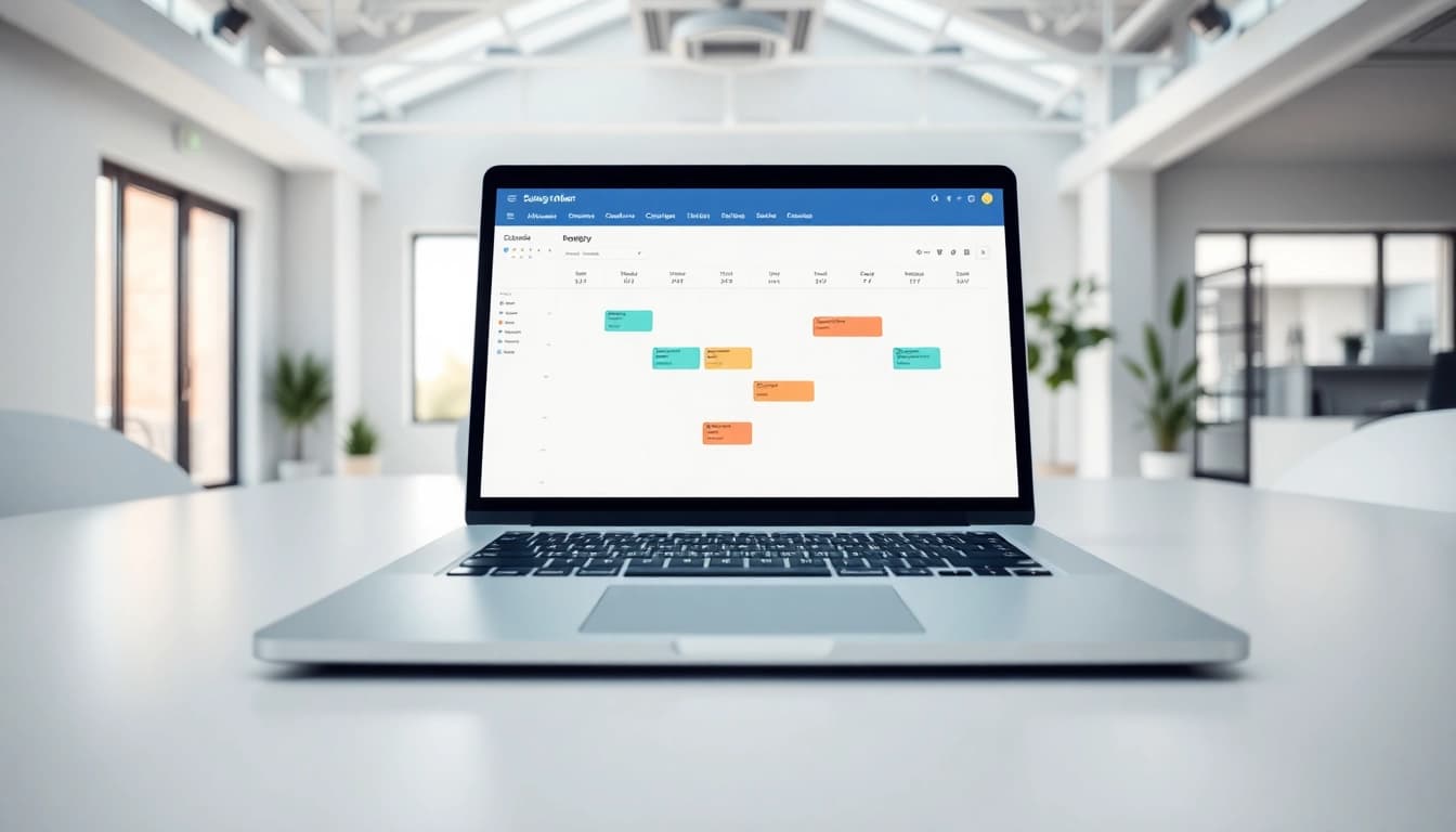 Enhance productivity with automated calendar management tool showcased in a modern office setting.