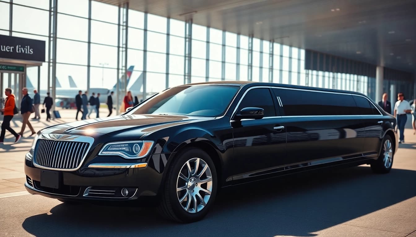 Luxurious vancouver airport limo ready for passengers at YVR, showcasing elegance and convenience.