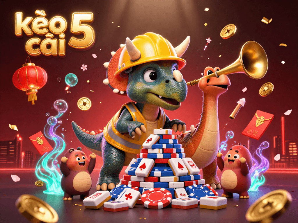 Bet on exciting outcomes with kèo nhà cái 5 in a dynamic 3D casino celebration scene.