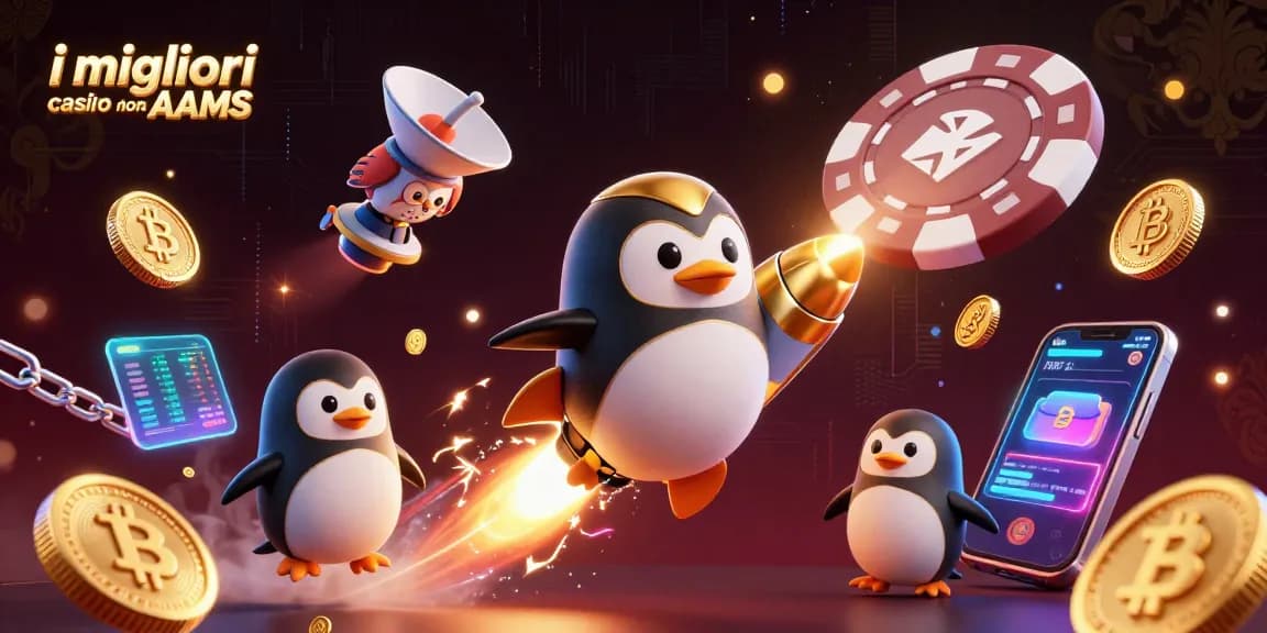 Scopri i migliori casino non AAMS con il pinguino dorato e monete volanti in un'esperienza unica.