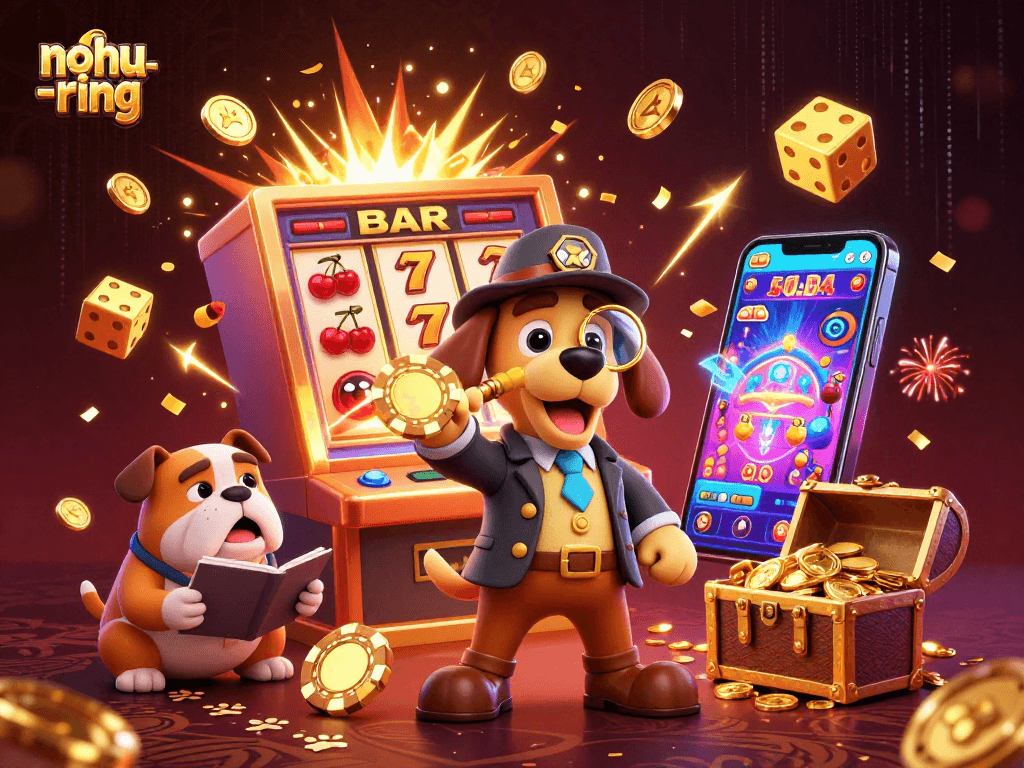 Engage with nohu-ring as the detective explores a slot machine world filled with treasures.