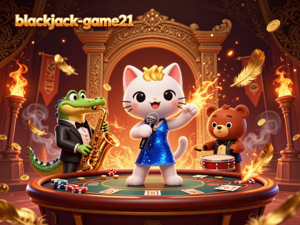 Experience the excitement of blackjack-game21 with vibrant casino characters and dynamic elements.