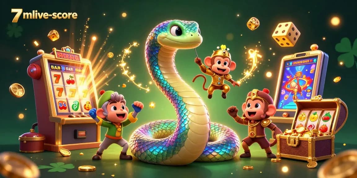Engage in thrilling gameplay with 7mlive-score's colorful 3D casino scene, featuring dynamic slot machines and vibrant characters.