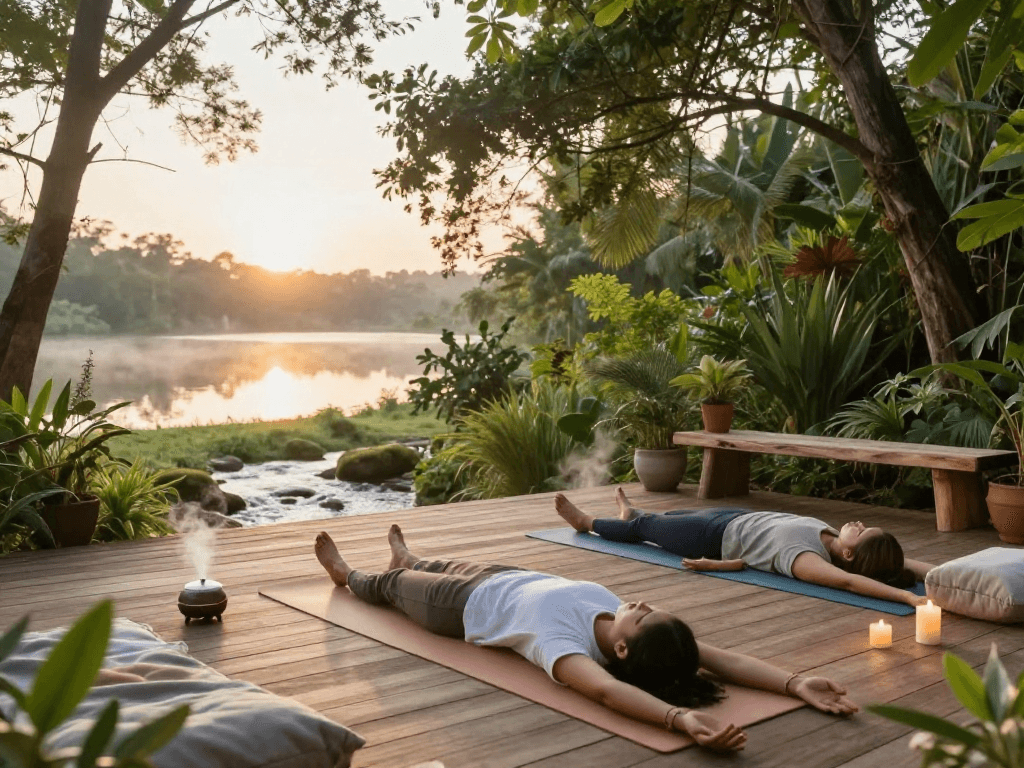 Individual practicing yoga in a serene setting, mantra88 promoting mindfulness