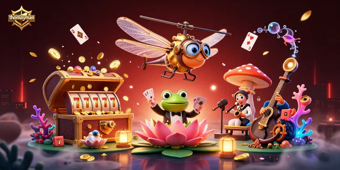 Experience thrilling wins at thomayman with our vibrant 3D casino scene showcasing exciting gaming elements.