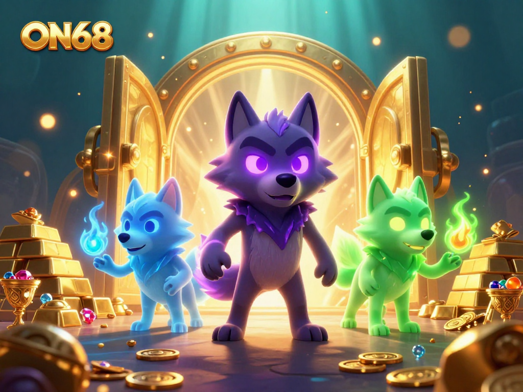 Experience thrilling rewards with ON68 in this dynamic casino adventure illustration.