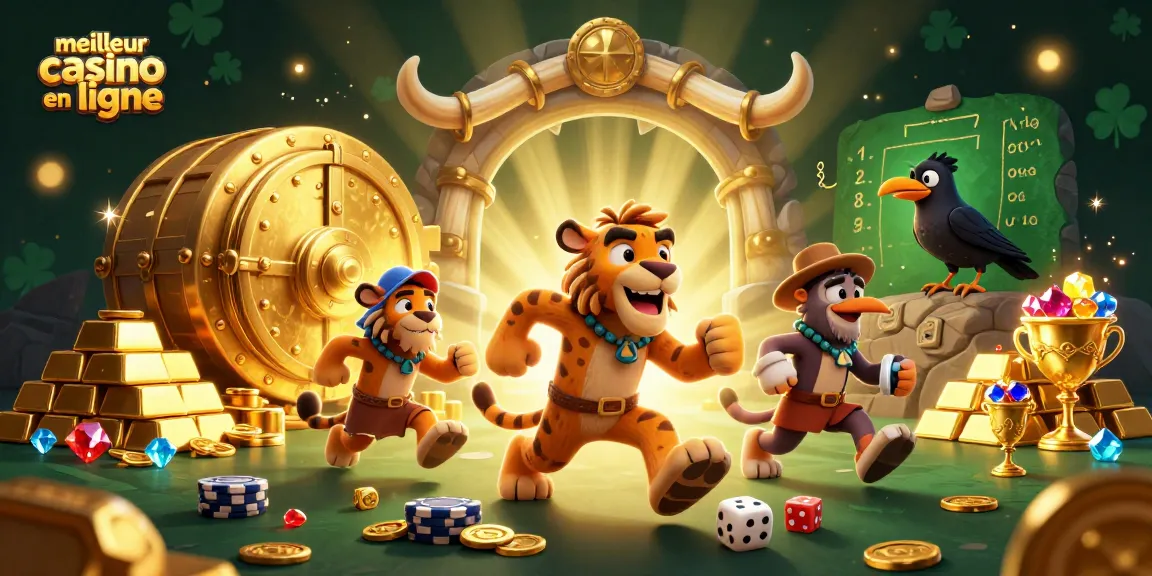 Le meilleur casino en ligne avec un duo préhistorique jouant aux dés dans un monde de trésors