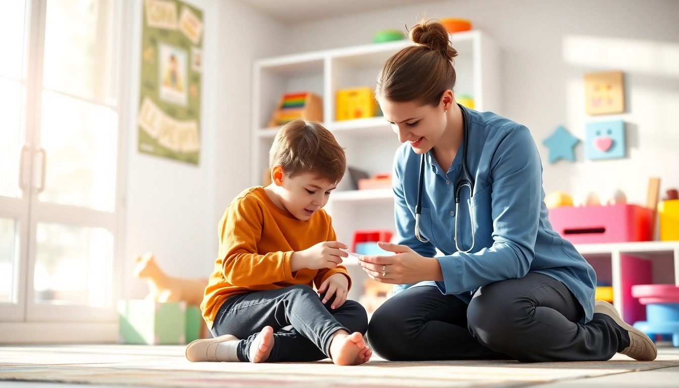 Engaging session of ABA therapy in Northville with a child and therapist in a bright setting.