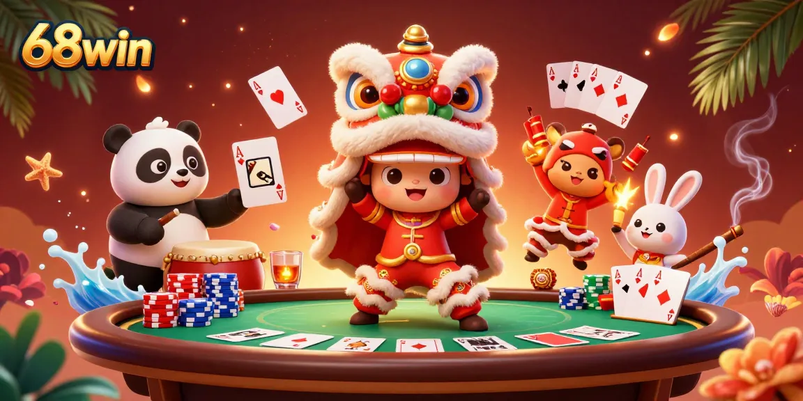Experience thrilling gameplay at 68win with poker tables, vibrant characters, and exciting casino action.