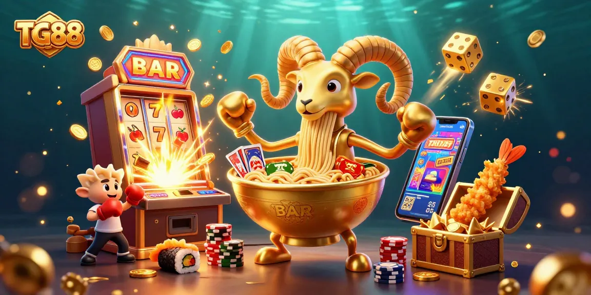 Experience exciting gaming adventures with TG88 at a vibrant casino atmosphere featuring unique characters and dynamic action.