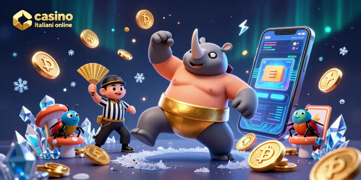 Il campione di sumo rinoceronte crea una pioggia di monete d'oro nei casino italiani online.
