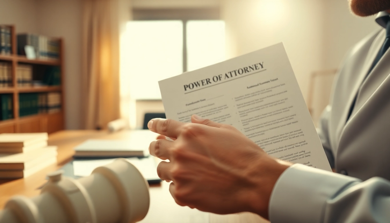 Reviewing a Power of Attorney with a legal advisor in a professional office setting.