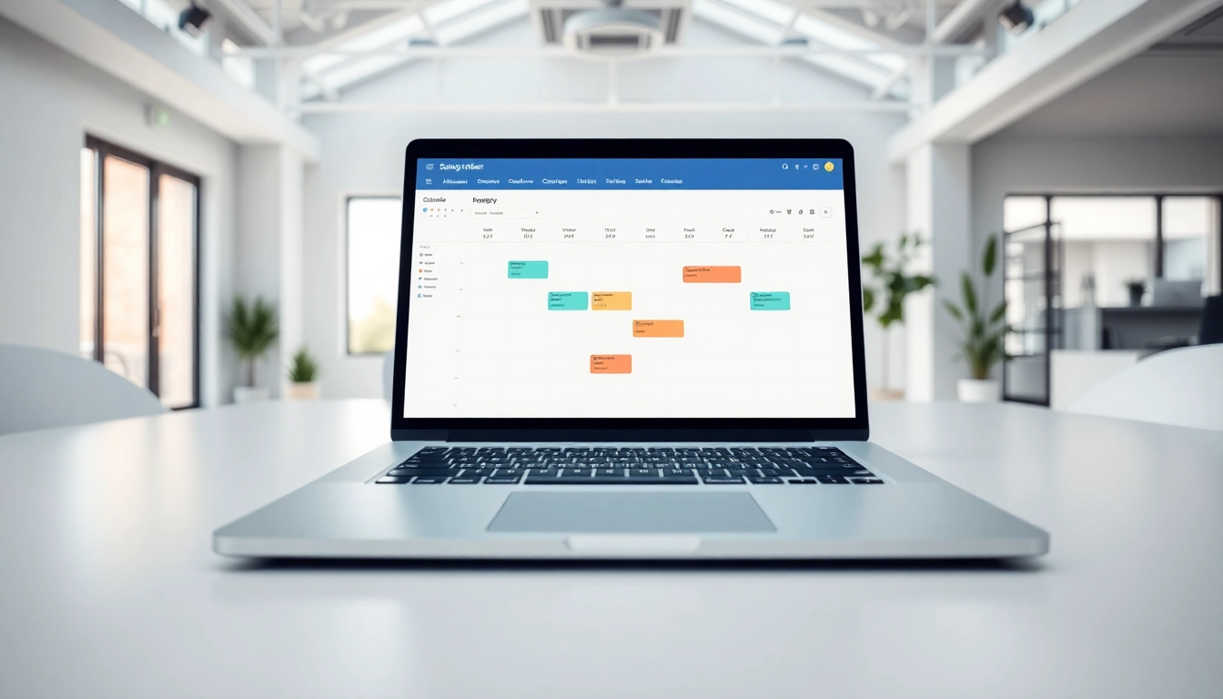 Enhance productivity with automated calendar management tool showcased in a modern office setting.