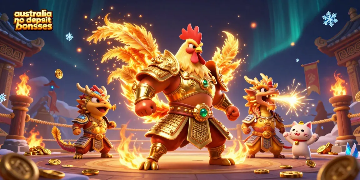 Engage with australia no deposit casino bonuses through this vibrant 3D illustration of warriors and riches.