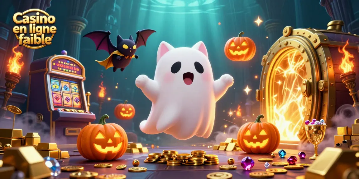 Experience the mystique of Casino en ligne fiable with a ghost cat and bat in a haunted casino.