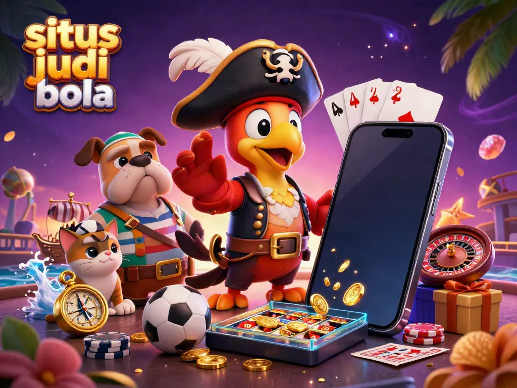 Experience thrilling sports betting action at situs judi bola with festive gaming elements and characters.