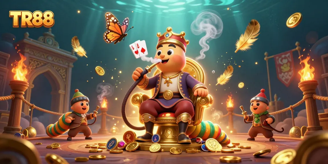 Engage with TR88's vibrant casino scene featuring a caterpillar master creating poker symbols.