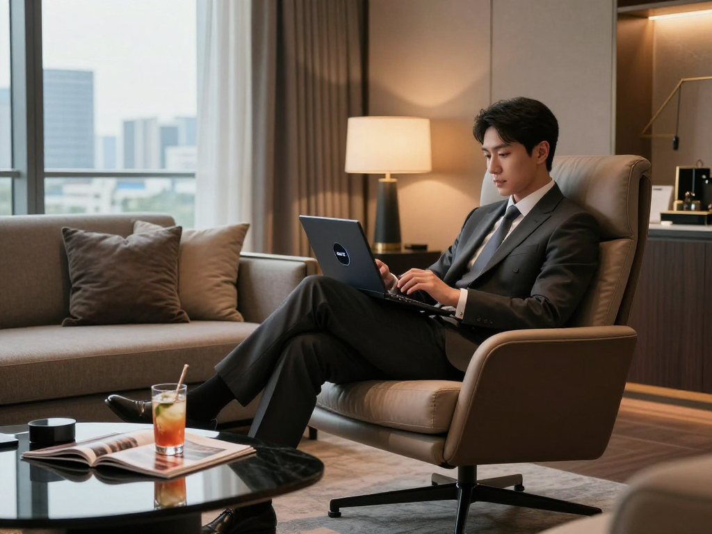 구미오피의 고급 프라이빗 오피스에서 여유를 즐기는 모습