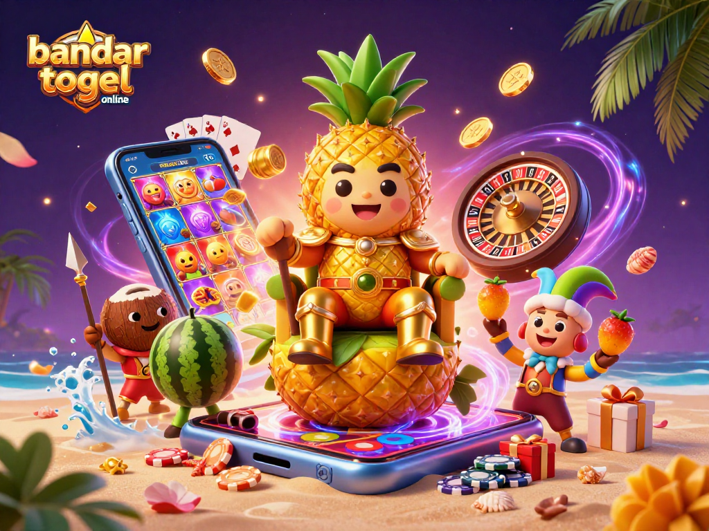 Experience the excitement of bandar togel online with vibrant characters in a dynamic 3D casino scene.