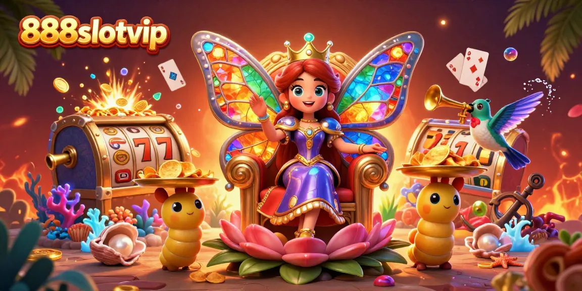 Experience thrilling wins at 888slotvip with vibrant slots and dynamic gameplay in an enchanting casino scene.