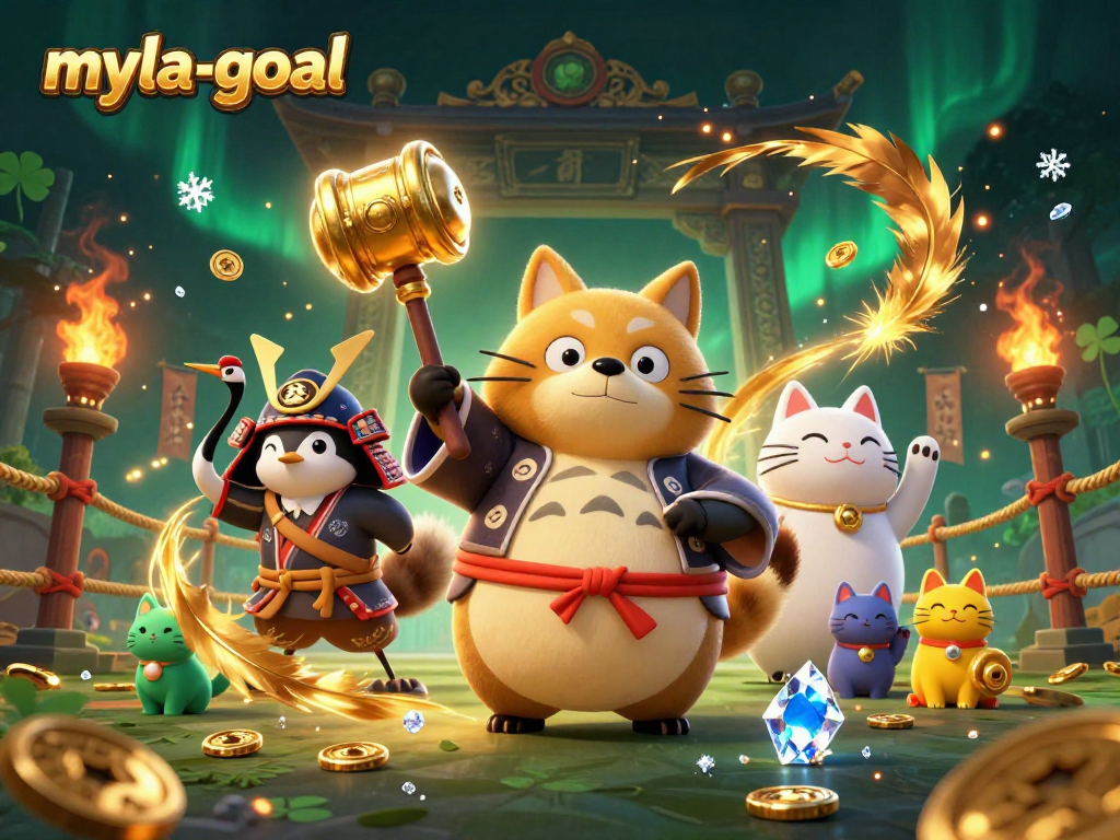 Play the exciting myla-goal game with vibrant characters and dynamic action in this thrilling casino scene.