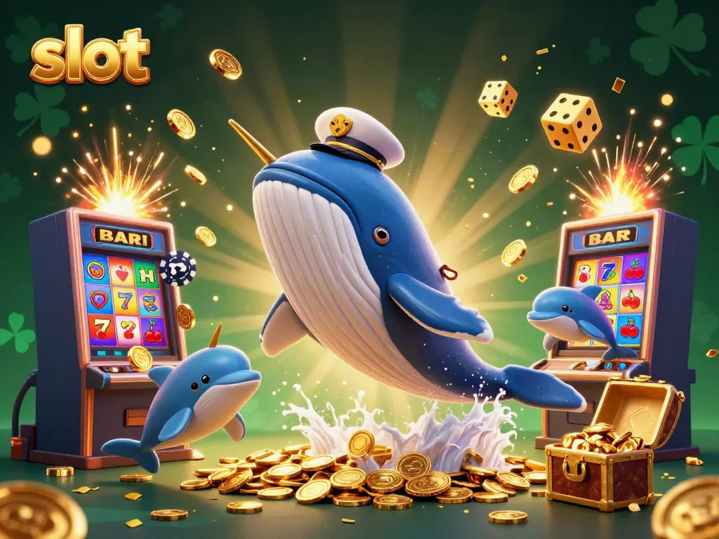 Engage with slots by enjoying playful characters in a vibrant casino-themed illustration filled with coins and jackpots.