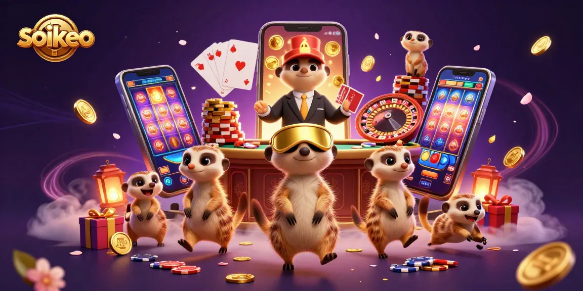 Experience the bustling soikeo casino realm with meerkats managing thrilling games and dynamic action.