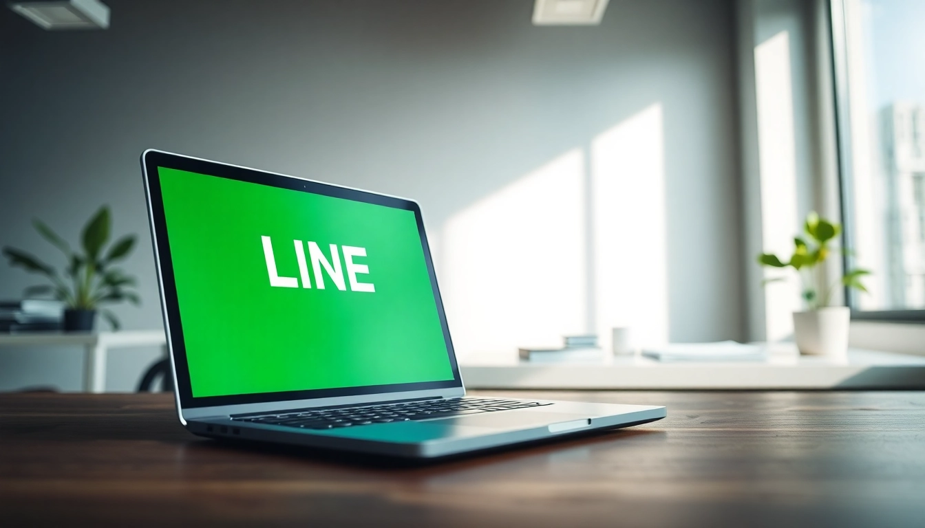 使用 line電腦版 的筆記本電腦顯示 LINE 應用界面，營造專業氛圍。