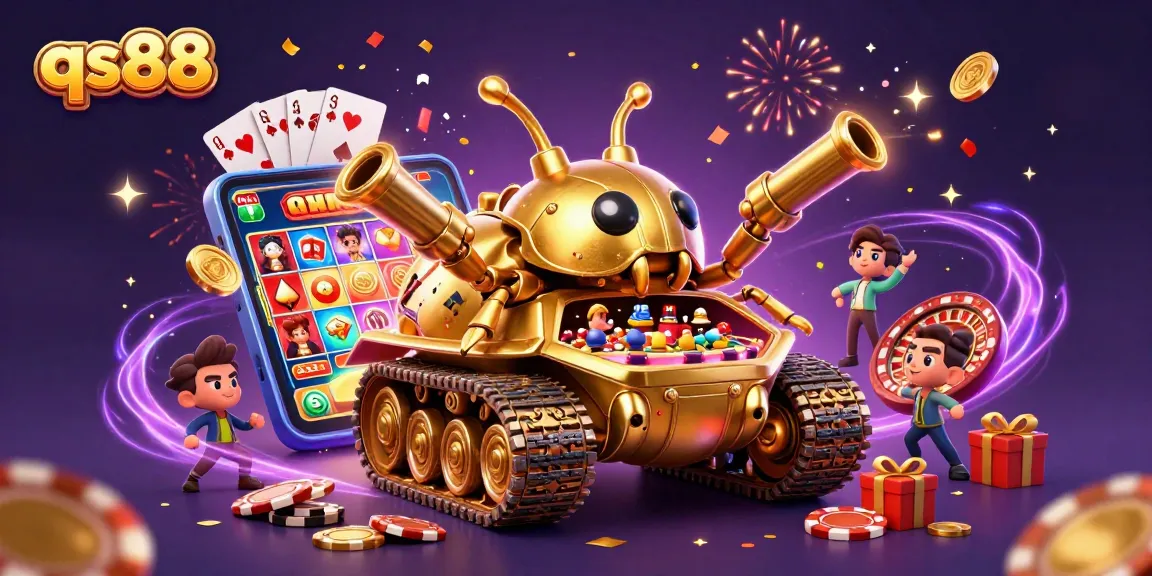 Experience thrilling slot adventures with qs88's vibrant casino scene featuring dynamic games and golden jackpots.