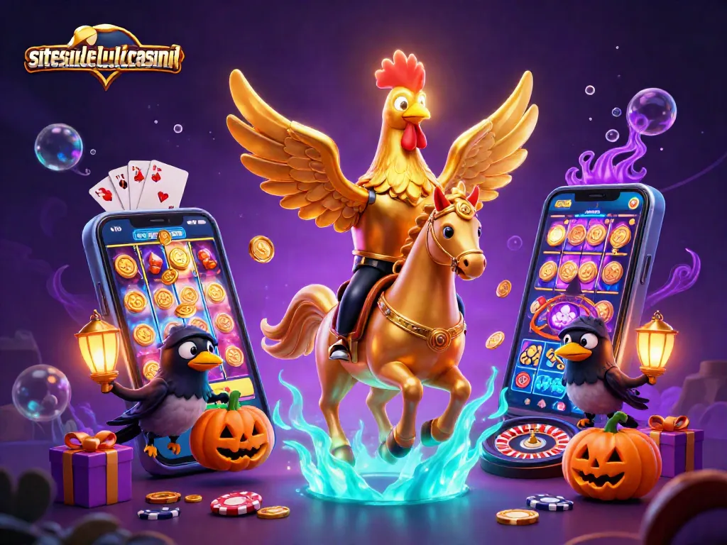 Spin into fun at siteslikelavishluckcasino with a golden rooster and eerie companions in a magical casino.