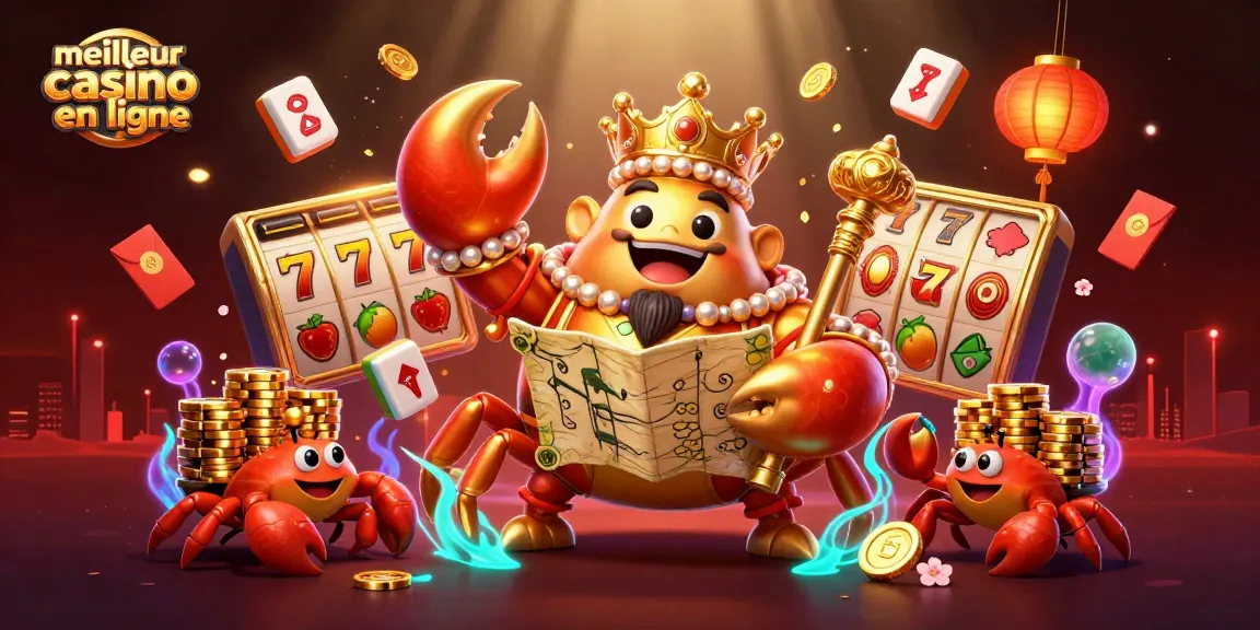 Découvrez le meilleur casino en ligne avec les jeux de machines à sous et un crabe impérial en illustration.