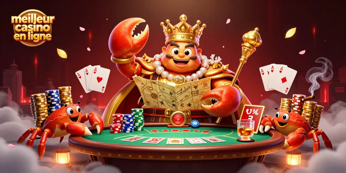 Visitez le meilleur casino en ligne avec l'empereur crabe doré et des jeux de poker animés.