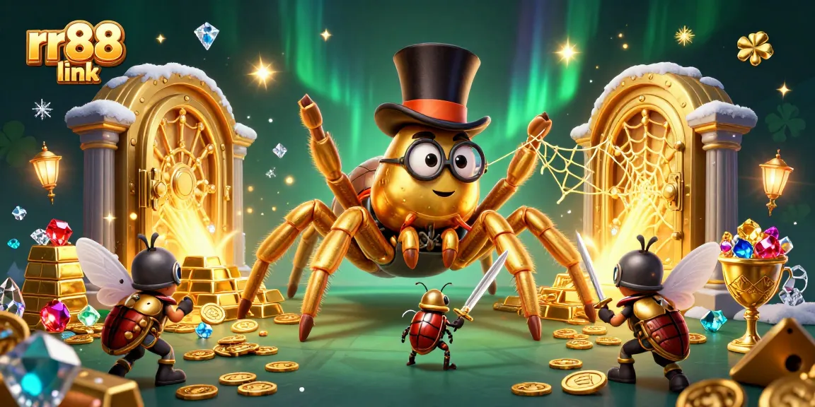 Experience the thrill of gaming with RR88 link in this vibrant casino illustration featuring dynamic characters and treasures.