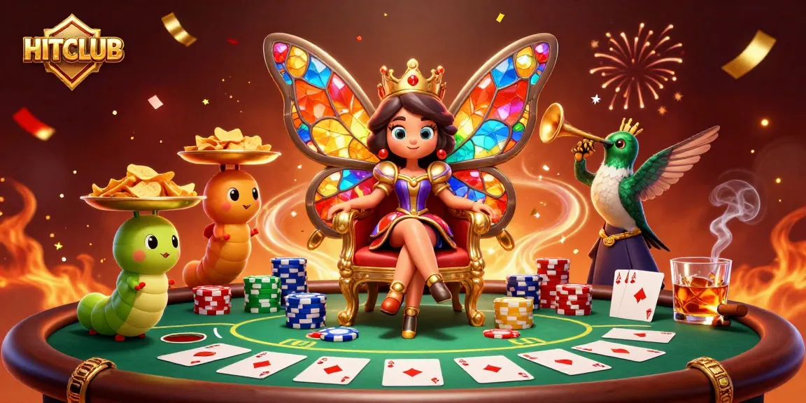 Experience excitement at HITCLUB with vibrant poker action and captivating characters in a rich 3D scene.