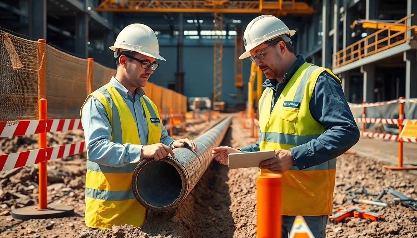Illustration of Pipeline Rehabilitation CIPP Liner installation process with engineers in action.
