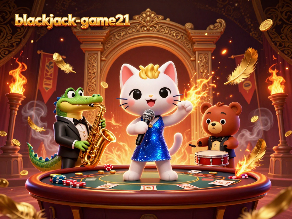 Experience the excitement of blackjack-game21 with vibrant casino characters and dynamic elements.