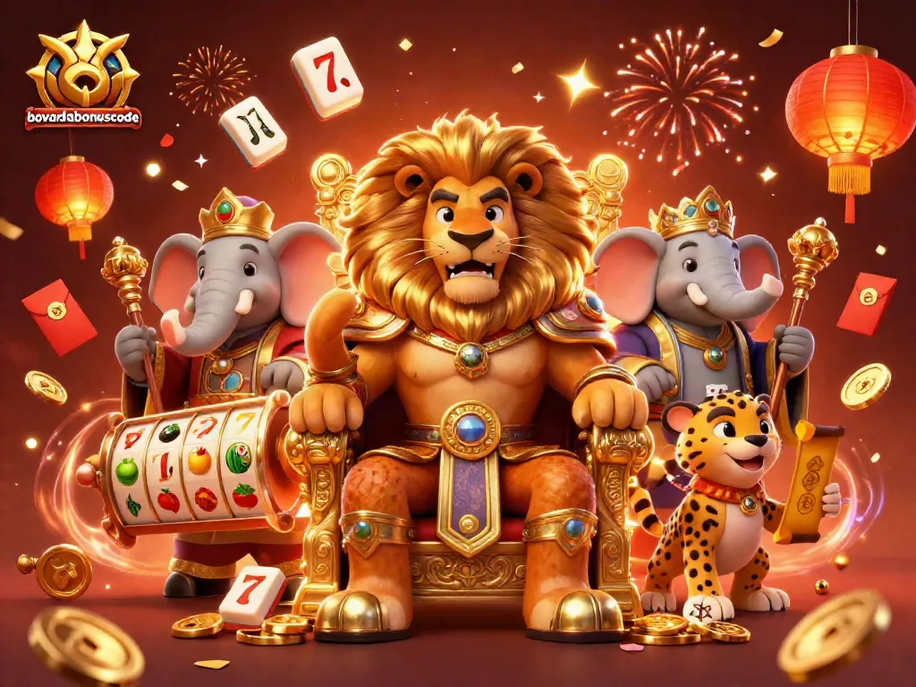 Experience casino excitement with bovadabonuscode, featuring a lion king, elephant advisor, and cheetah messenger.