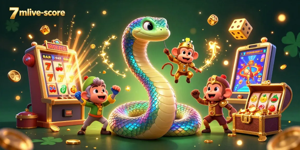 Engage in thrilling gameplay with 7mlive-score's colorful 3D casino scene, featuring dynamic slot machines and vibrant characters.