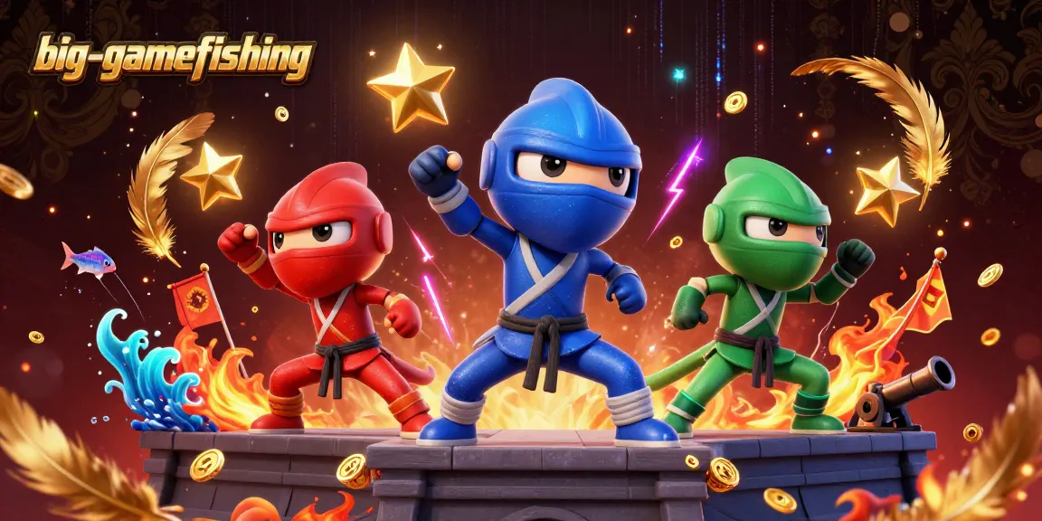 Engage in big-gamefishing action with colorful ninja chameleons in a vibrant underwater battle scene.