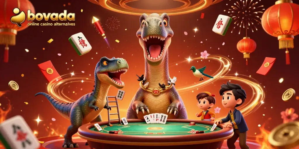 Experience immersive gaming with this vibrant 3D scene showcasing bovada online casino alternatives featuring dinosaurs!