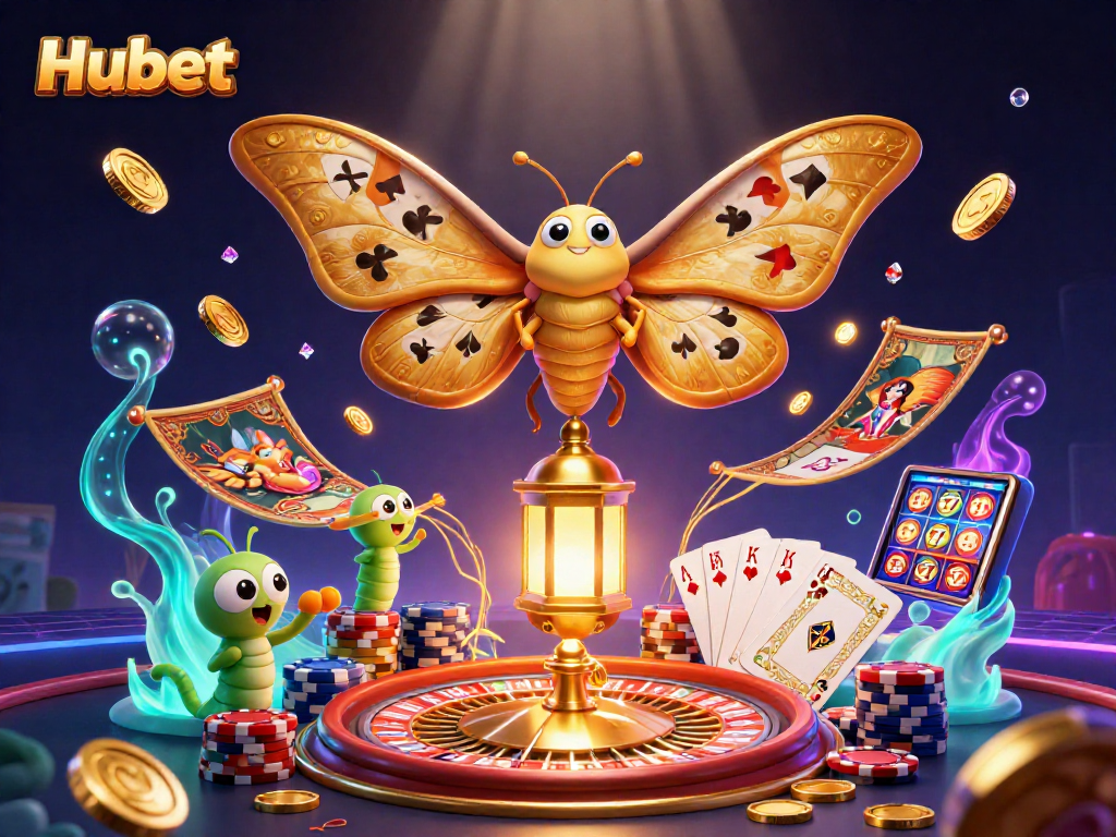 Experience thrilling gameplay at Hubet with vibrant 3D casino imagery and dynamic winning elements.