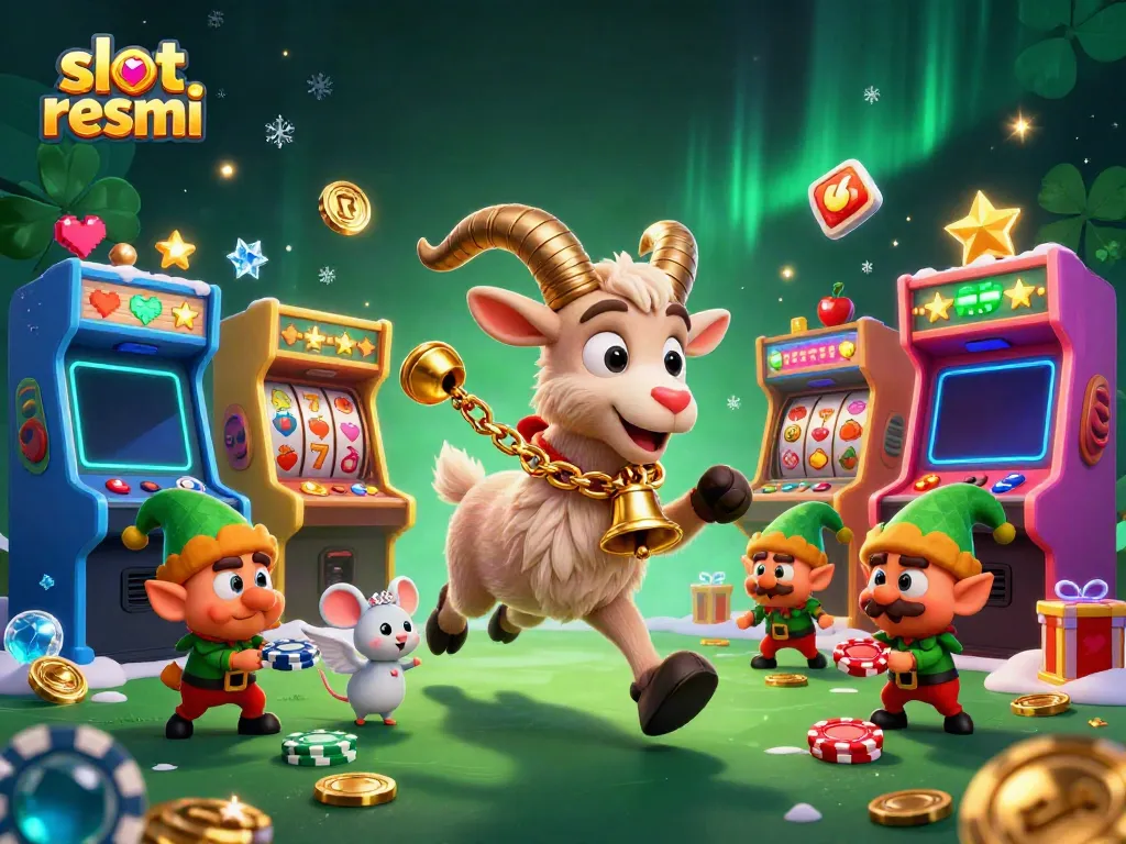 Experience the excitement of slot resmi with a festive holiday-horror casino scene featuring Krampus and elves.