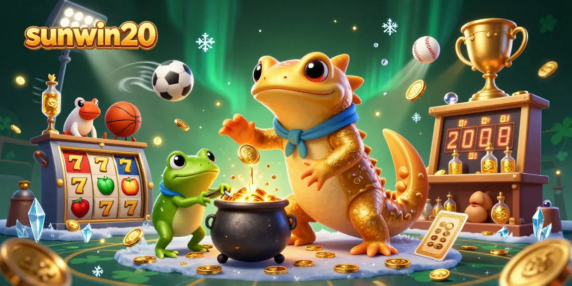 Experience the magic of sunwin20 with a golden salamander alchemist creating riches in this vibrant casino illustration.
