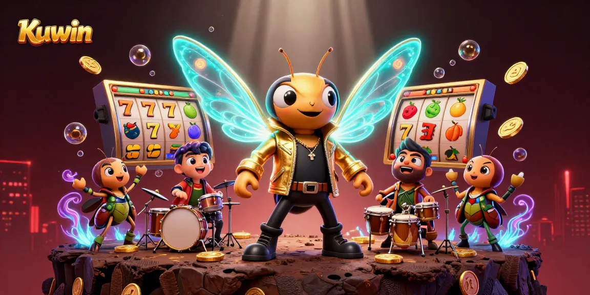 Kuwin elevates the casino experience with vibrant scenes featuring dynamic cartoon characters and exciting game elements.
