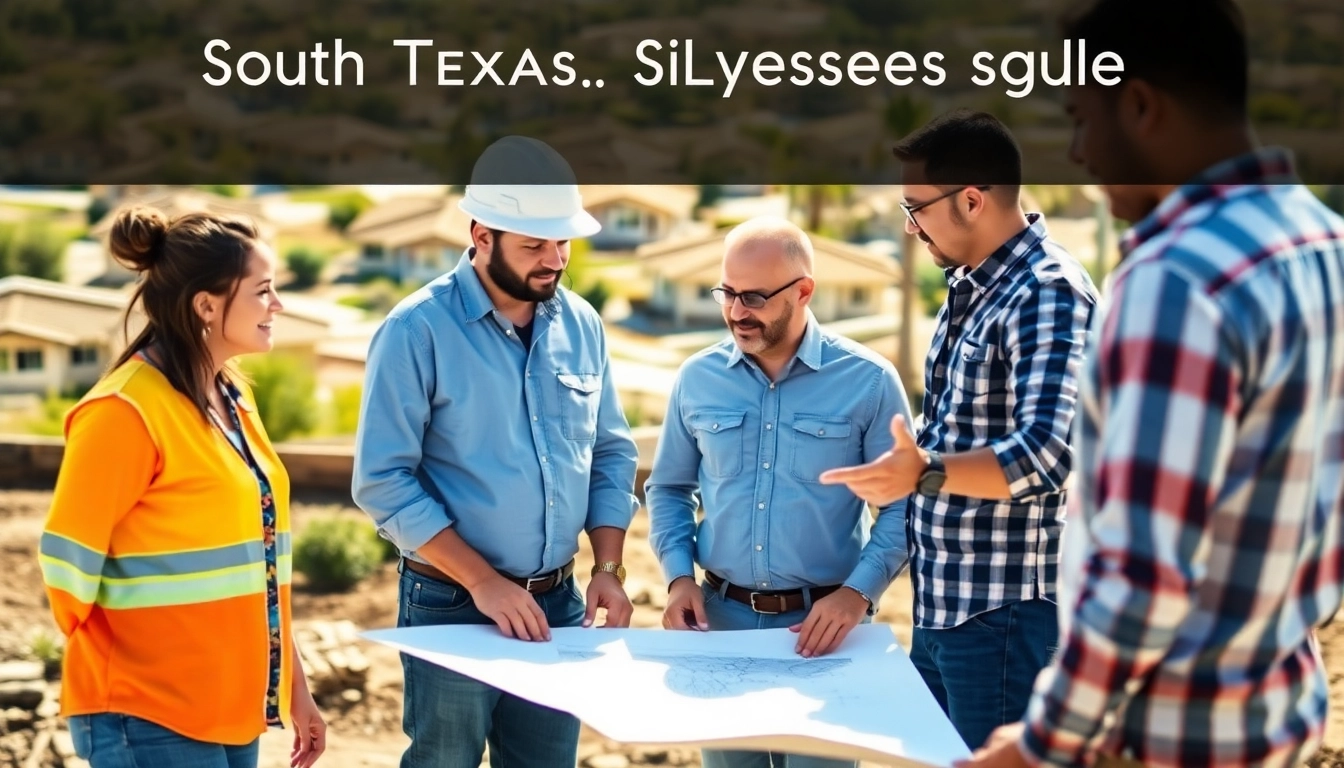 Engaging scene of builders discussing the South Texas builders buyers guide in a community setting.