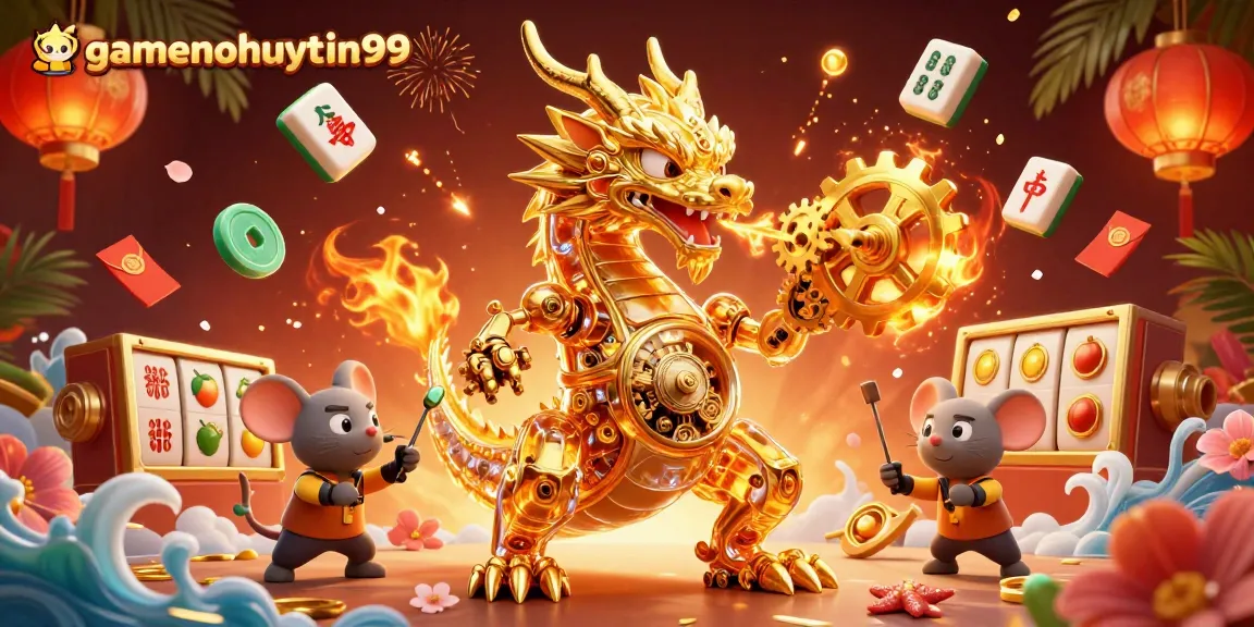 Experience the thrill of gamenohuuytin99 with a golden dragon and dynamic casino elements!