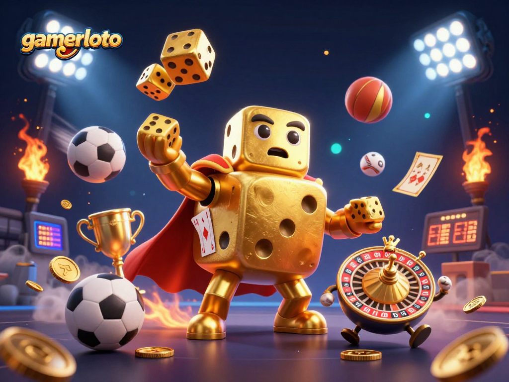 Engage with gamerloto's exciting sports betting world, featuring dynamic characters and vibrant gaming elements.