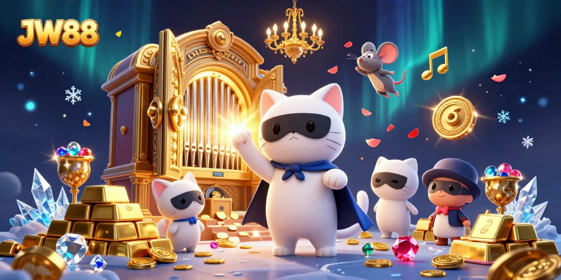 Experience excitement at JW88 with a dynamic 3D casino scene featuring gold treasures and enchanting characters.