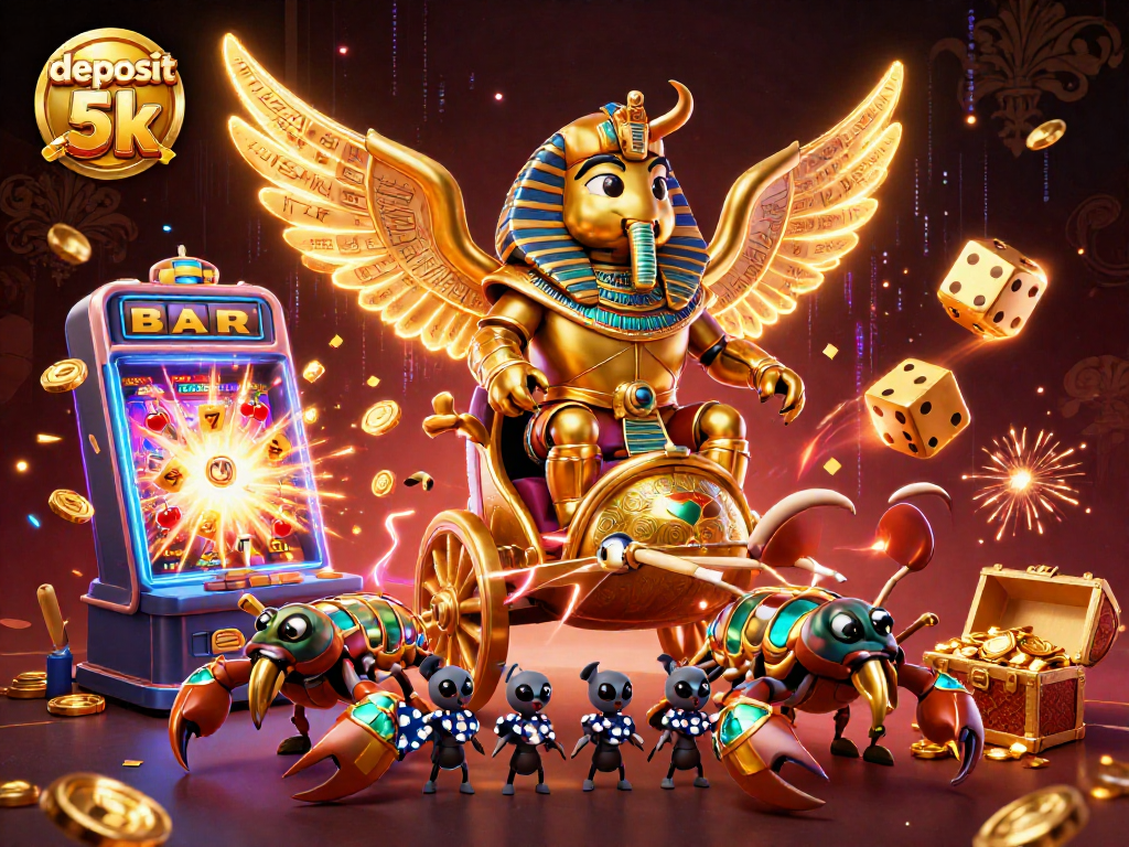 Engage with exciting gameplay as you deposit 5k to unleash massive wins in this captivating 3D casino scene.