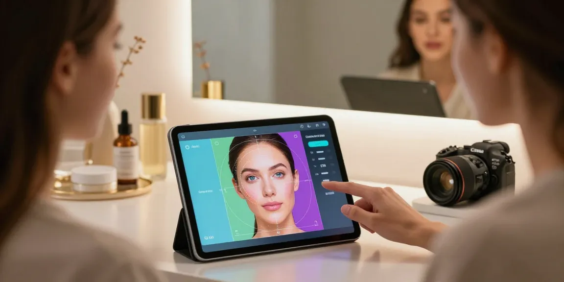 ClinicEvo better than QOVES analysis interface showcasing personalized beauty technology in a modern setting.